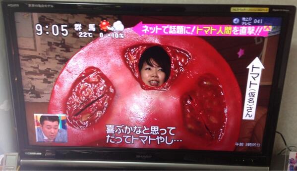 【おもしろコスプレ画像】 新宿駅で巨大なスライストマトのコスプレが発見される(笑)