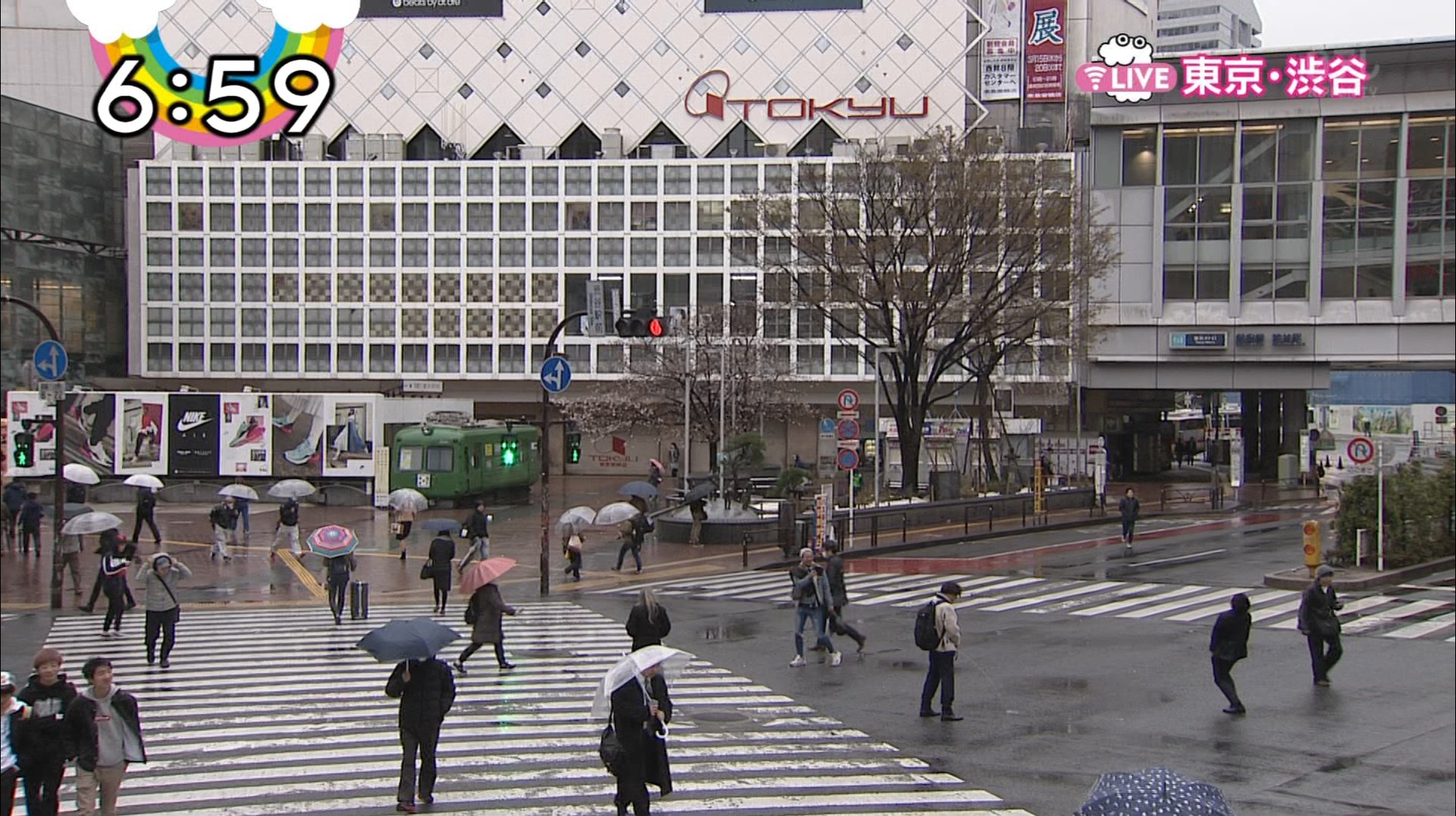 zipの渋谷スクランブル交差点のお天気カメラに映った放送事故