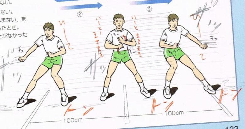 【体育教科書落書きおもしろ画像】体育教科書の反復横跳びの落書き（笑）