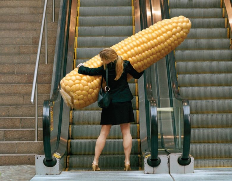 【海外おもしろ画像】トウモロコシをエスカレーターで運ぼうとする女性（笑）